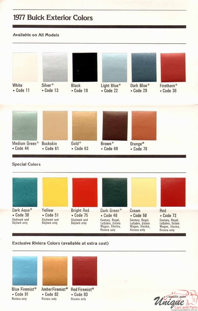 1977 Buick Exterior Paint Chart Page 3